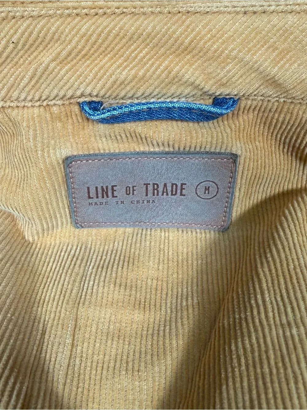 Line Of Trade Denim Trucker Jacket Mens M Corduroy Lined Cotton Blue